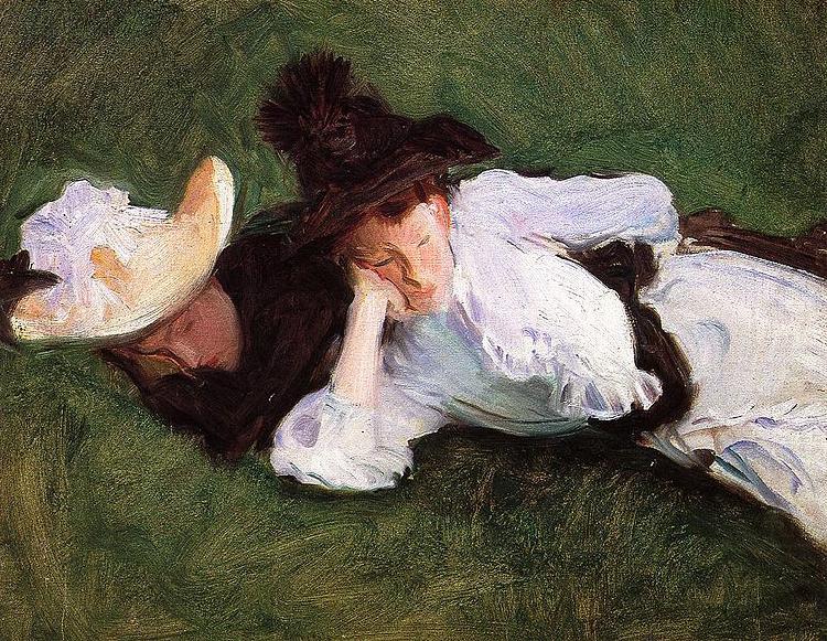 John Singer Sargent Two Girls Lying on the Grass china oil painting image